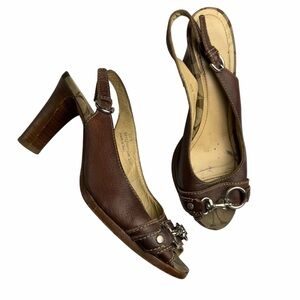 Coach Esmeralda open toe sling back heels Brown 7.5